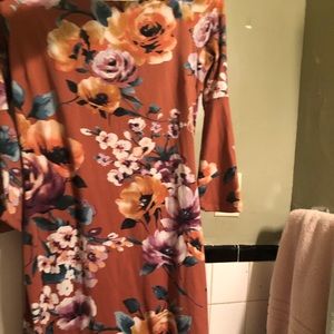 Off The Shoulder Bell Bottom Sleeve Dress